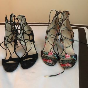 Black and Floral 3” Mark Fisher sassy shoes.